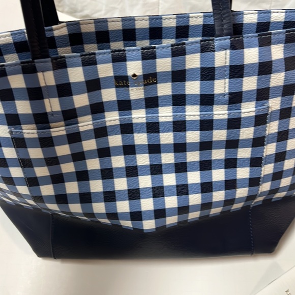 Kate Spade blue and white gingham tote and wallet. - Picture 9 of 9